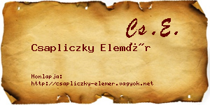 Csapliczky Elemér névjegykártya